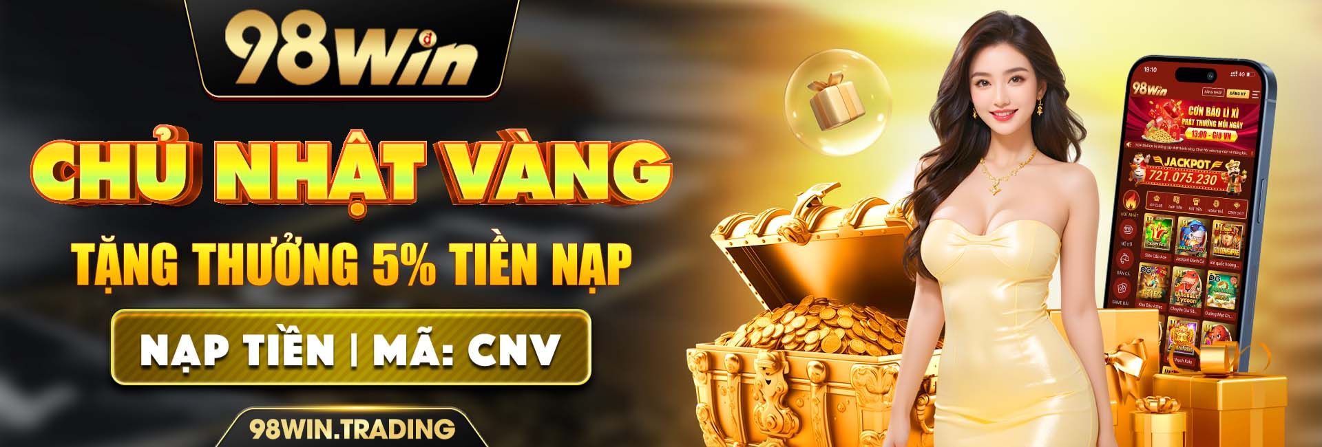 Khuyến mãi chủ nhật vàng tại 98win